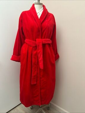 Victoria's Secret Cotton Red Plush Shawl-Collar Robe belted size XS S